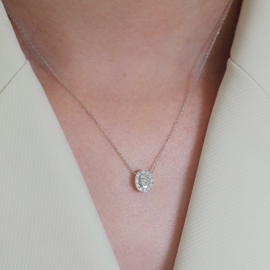 Dainty Diamond Necklace, 18K Solid Gold Diamond Necklace