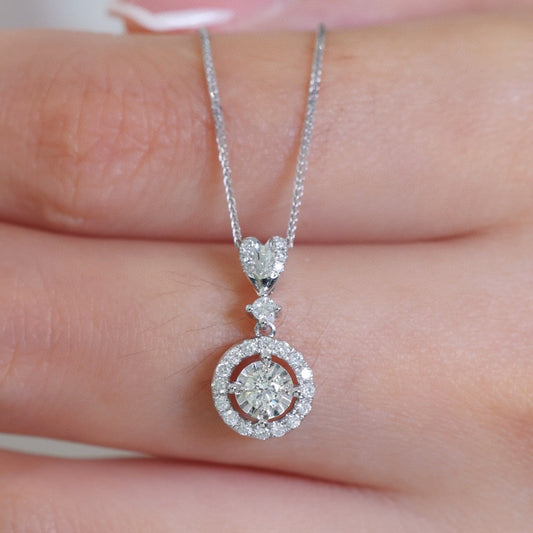 Dainty Halo Diamond Necklace, 18K Solid Gold Diamond Pendant Necklace, gift for her