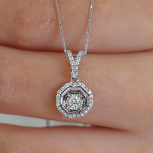 Vintage Diamond Pendant Necklace, 18K Solid Gold Diamond Pendant Necklace