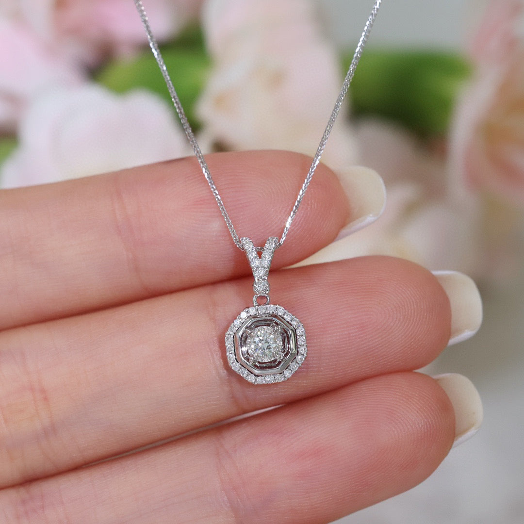 Vintage Diamond Pendant Necklace, 18K Solid Gold Diamond Pendant Necklace