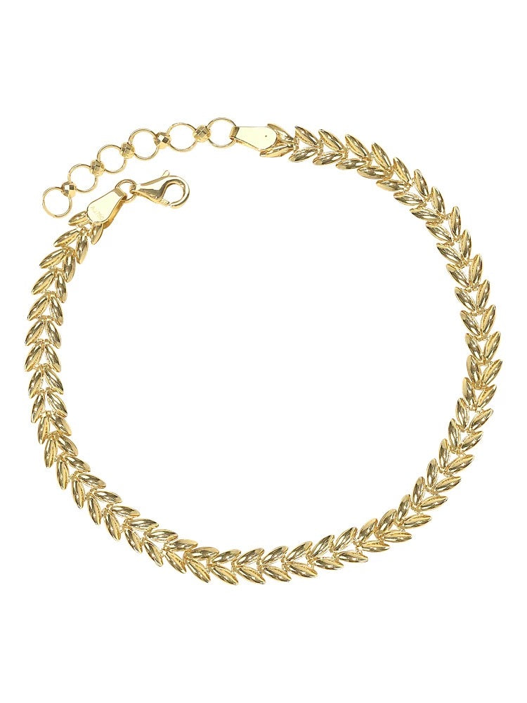 Laurel Leaf Gold Bracelet, 18K Solid gold Adjustable Bracelet