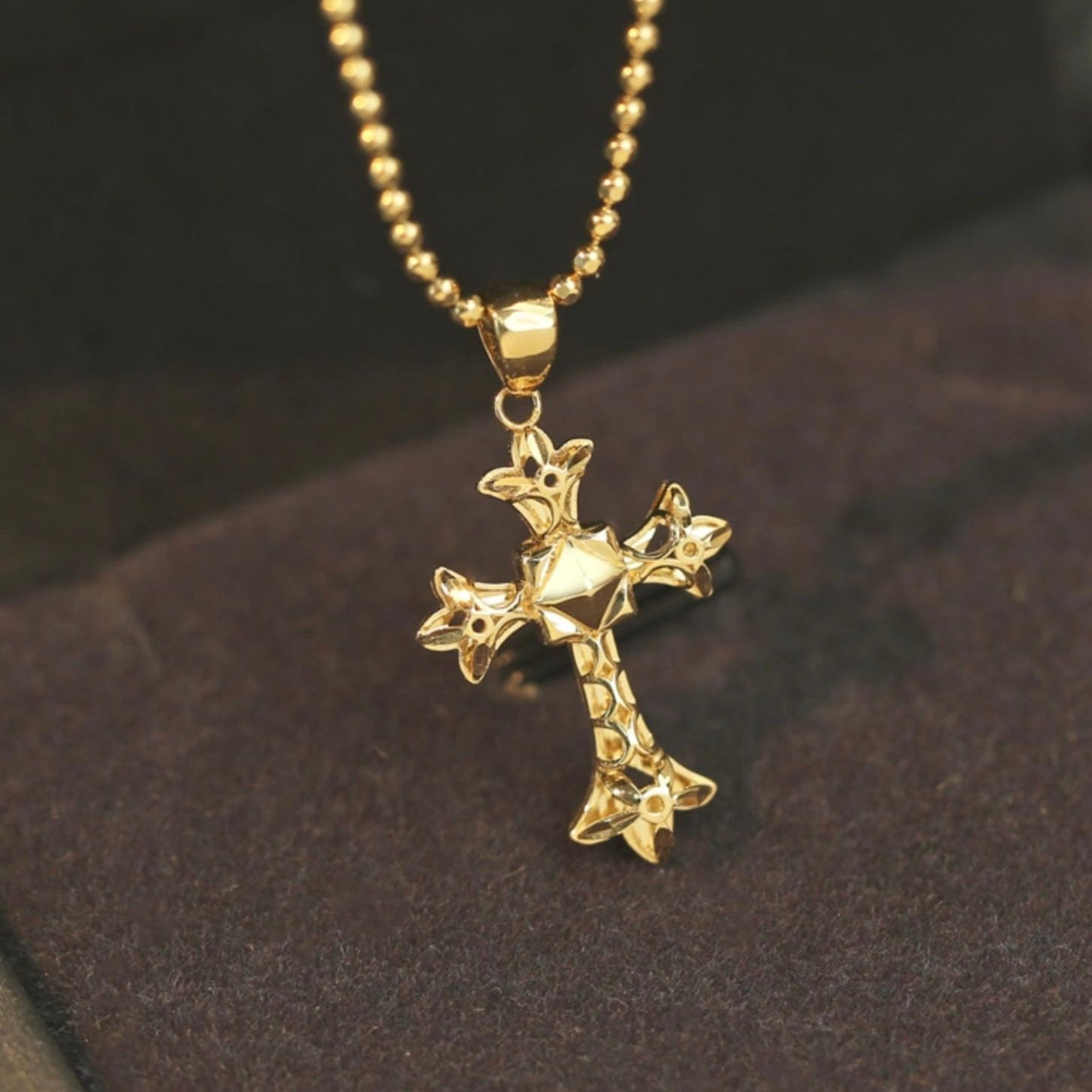 Art Deco Cross Pendant/18K Solid Gold Cross Pendant