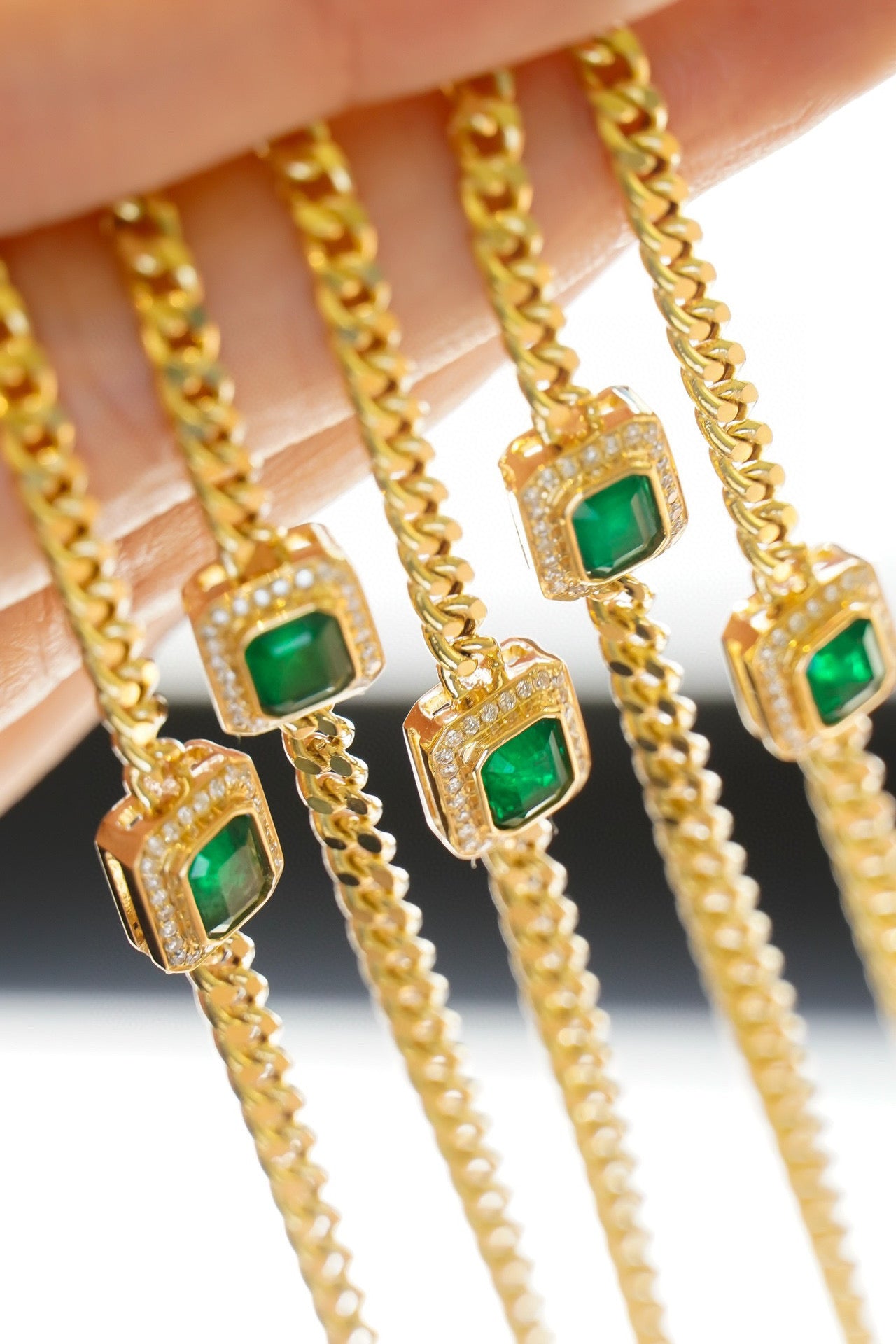 Vintage Emerald Diamond Bracelet, 18K Solid Gold Emerald Diamond Bracelet