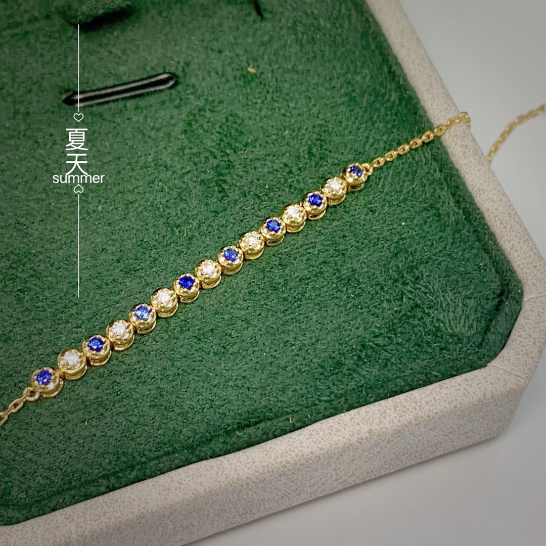 Sapphire Diamond Bracelet, Ruby Diamond Bracelet , 18K Solid Gold Ruby, Sapphire Diamond Bracelet