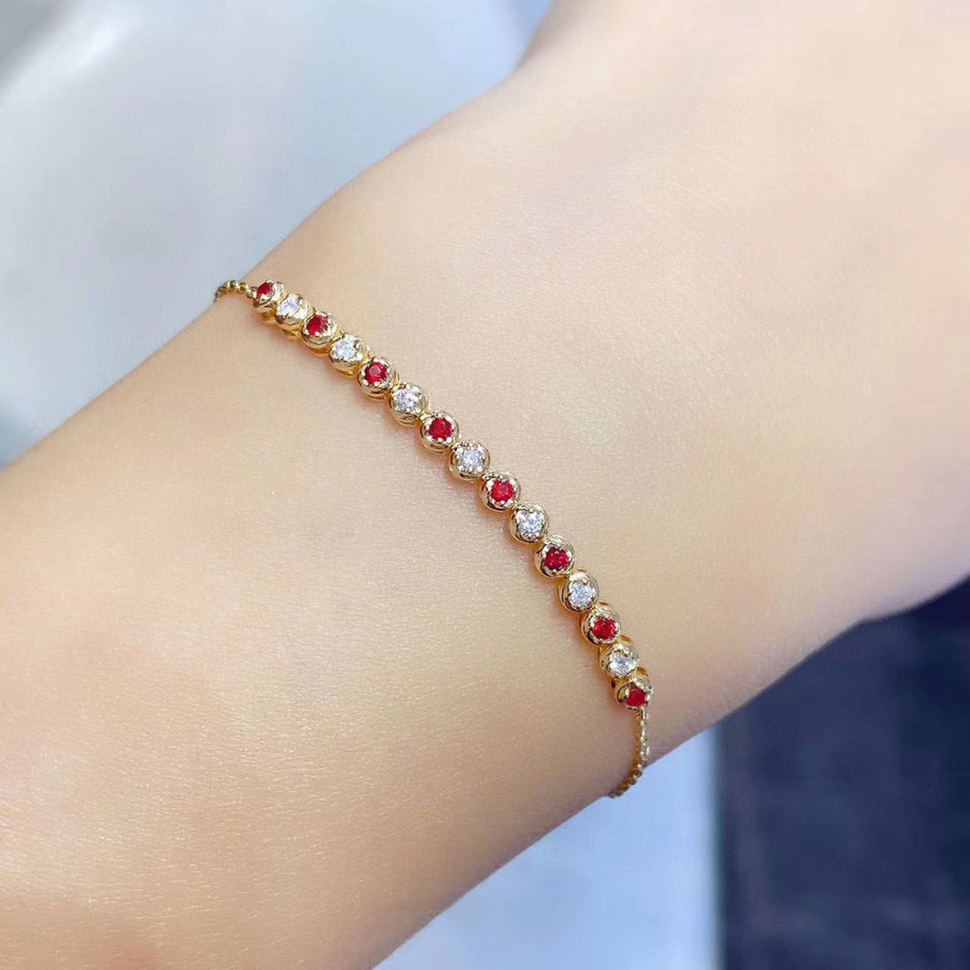 Sapphire Diamond Bracelet, Ruby Diamond Bracelet , 18K Solid Gold Ruby, Sapphire Diamond Bracelet