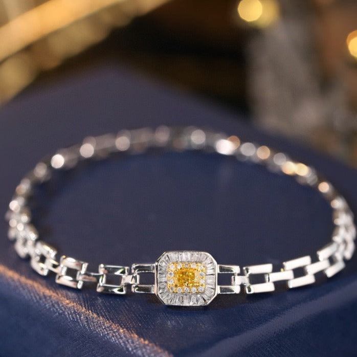 18K Solid Gold Yellow Diamond Bracelet