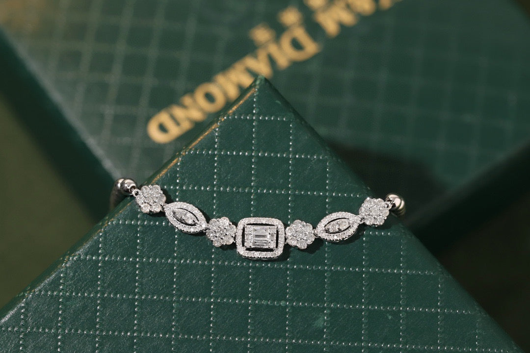 Fancy 18K Solid Gold Diamond Bracelet