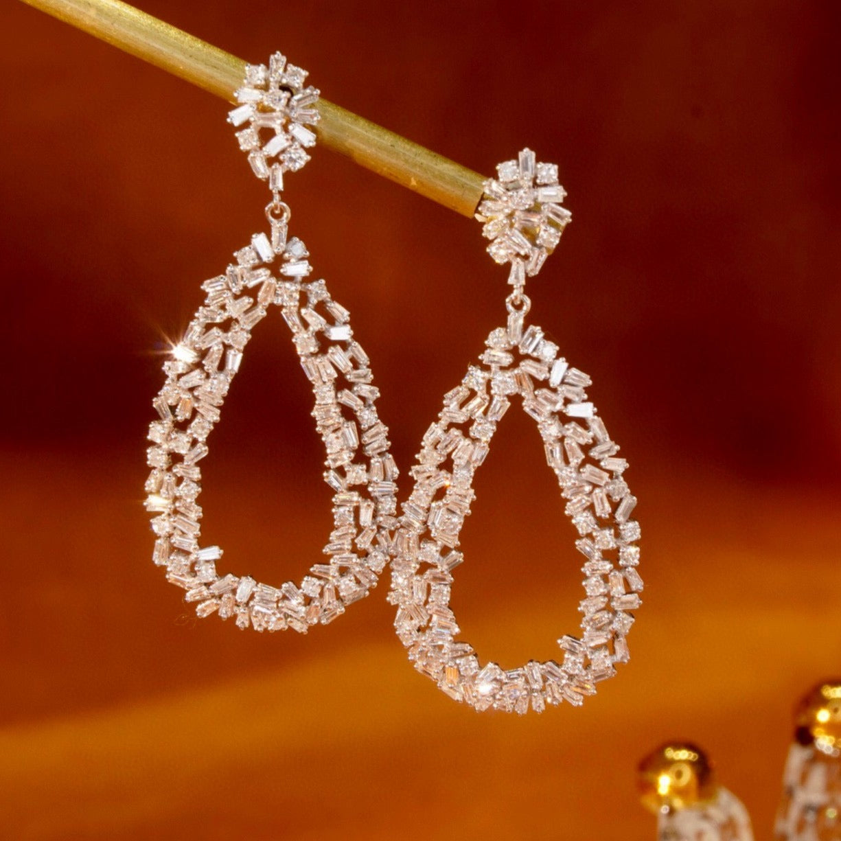 18K Solid Gold Full Diamond Earrings