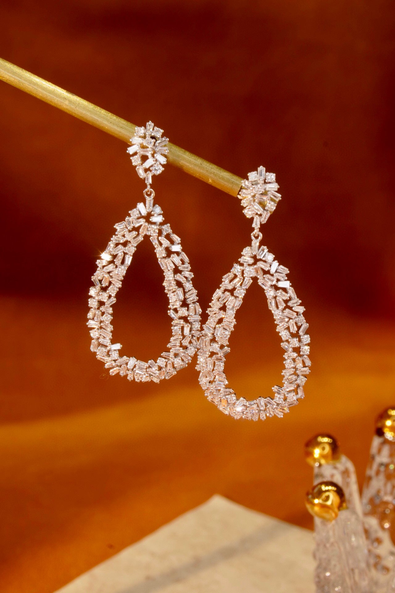 18K Solid Gold Full Diamond Earrings