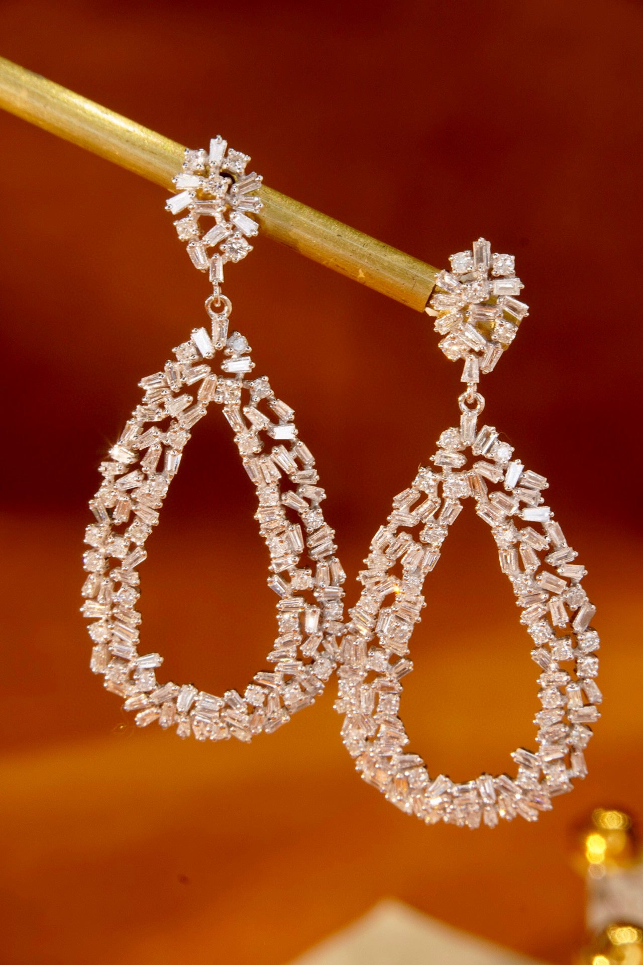 18K Solid Gold Full Diamond Earrings