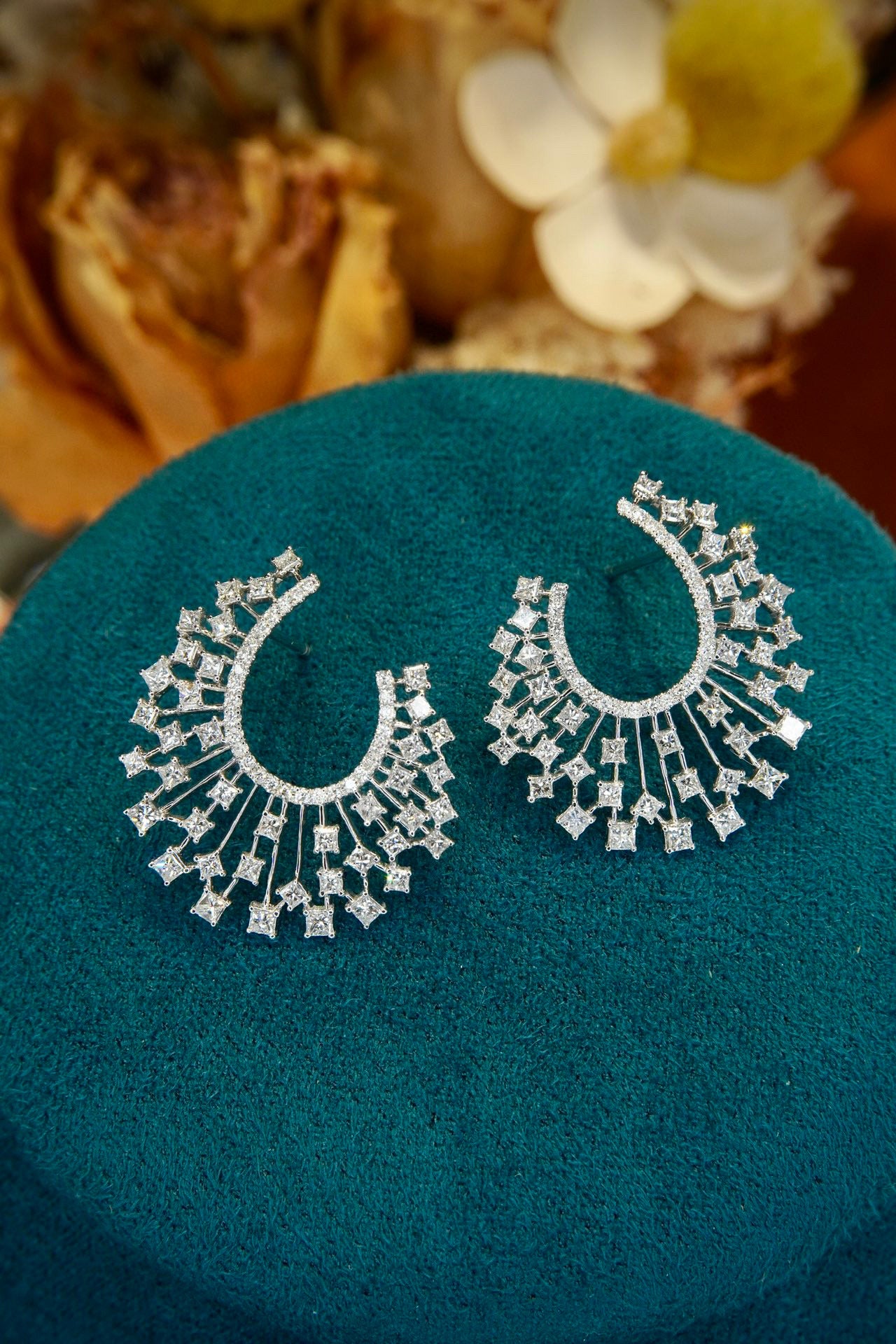 18K Solid Gold Diamond Necklace and earrings