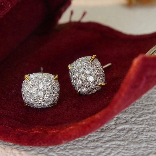 Classic 18K Solid Gold Diamond Stud Earrings