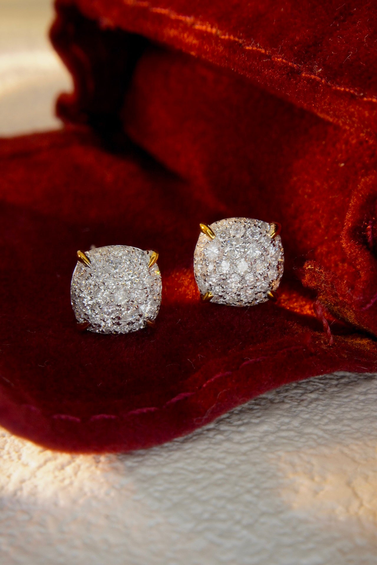 Classic 18K Solid Gold Diamond Stud Earrings