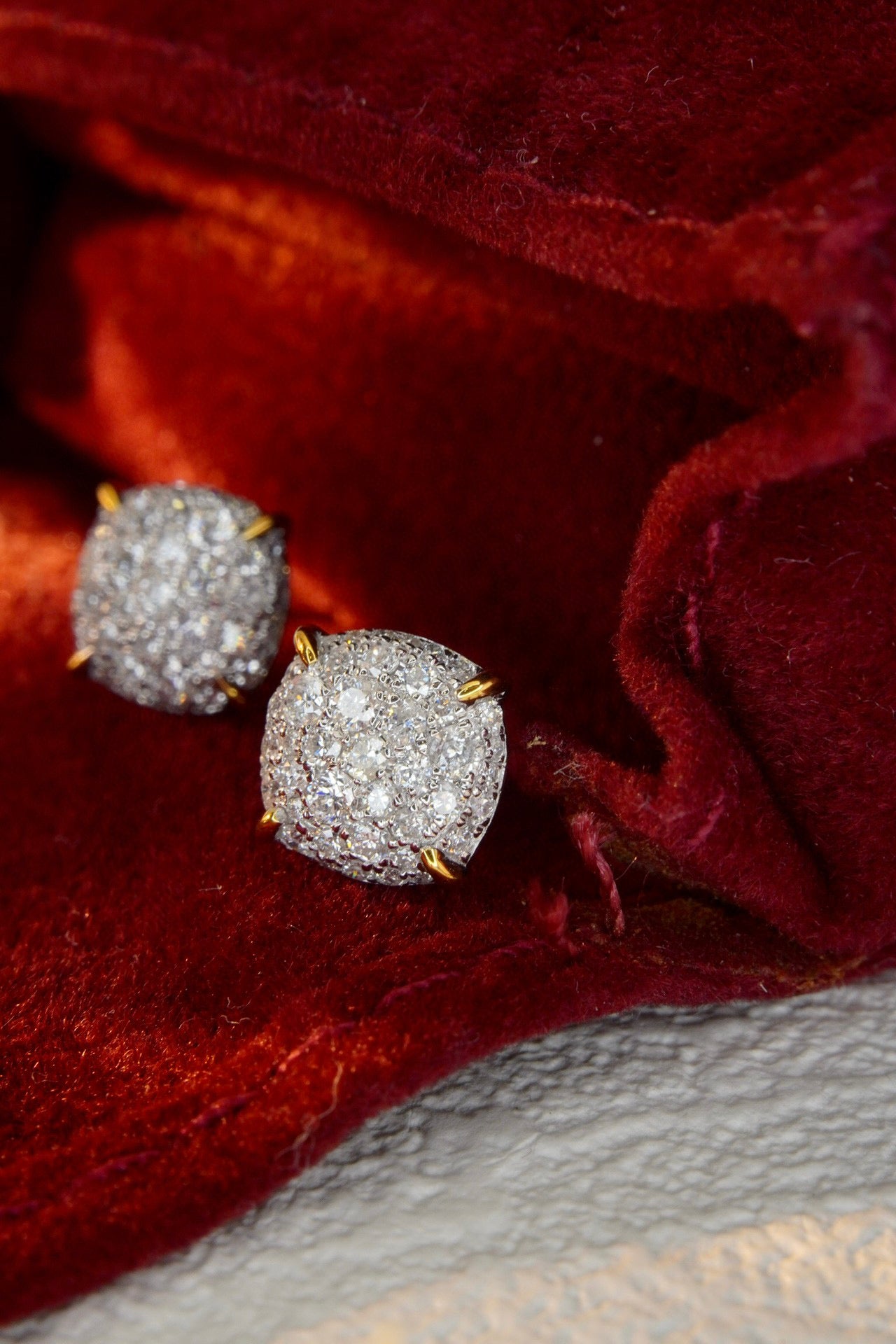 Classic 18K Solid Gold Diamond Stud Earrings