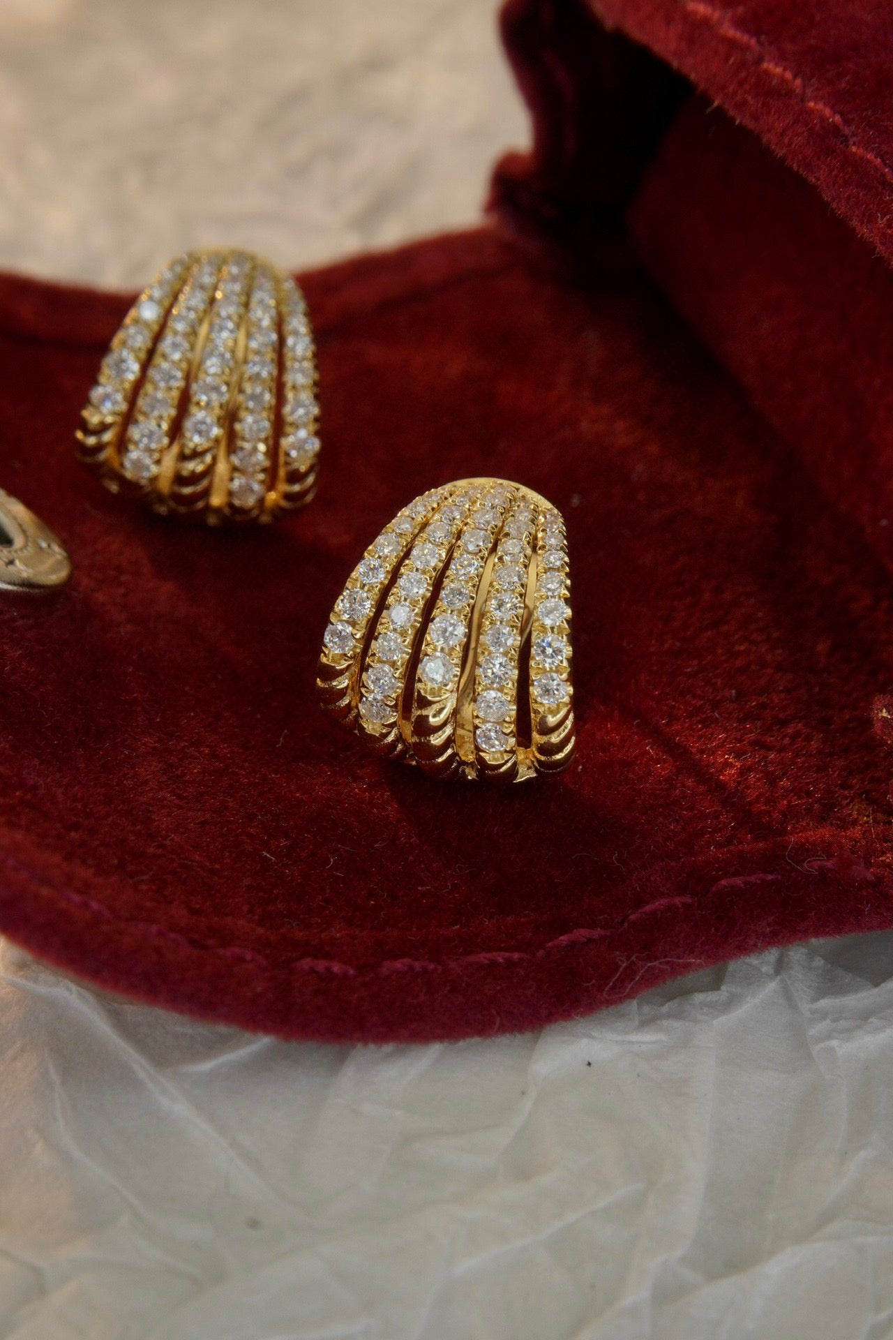 Vintage 18K Solid Gold Diamond Earrings