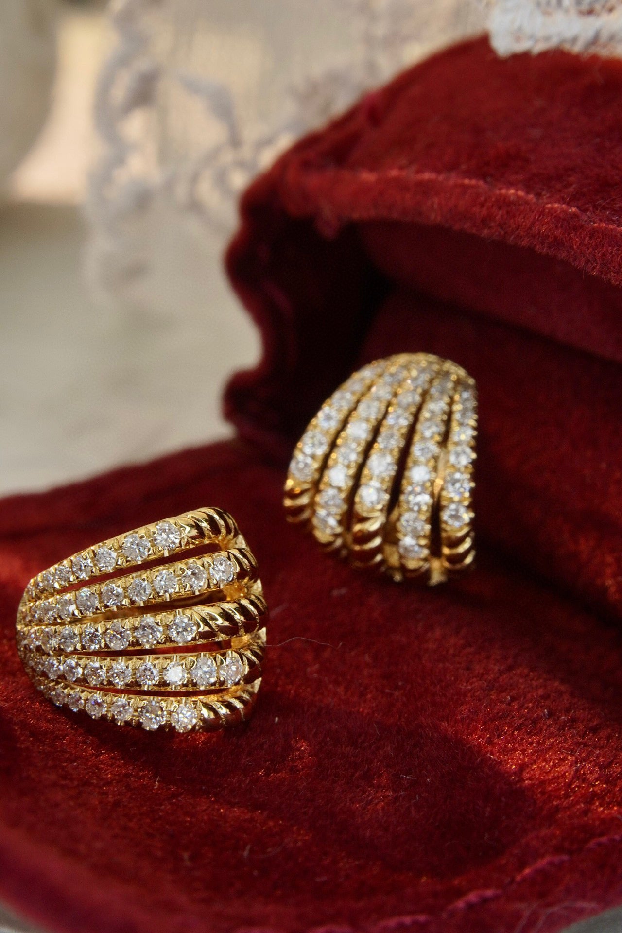 Vintage 18K Solid Gold Diamond Earrings