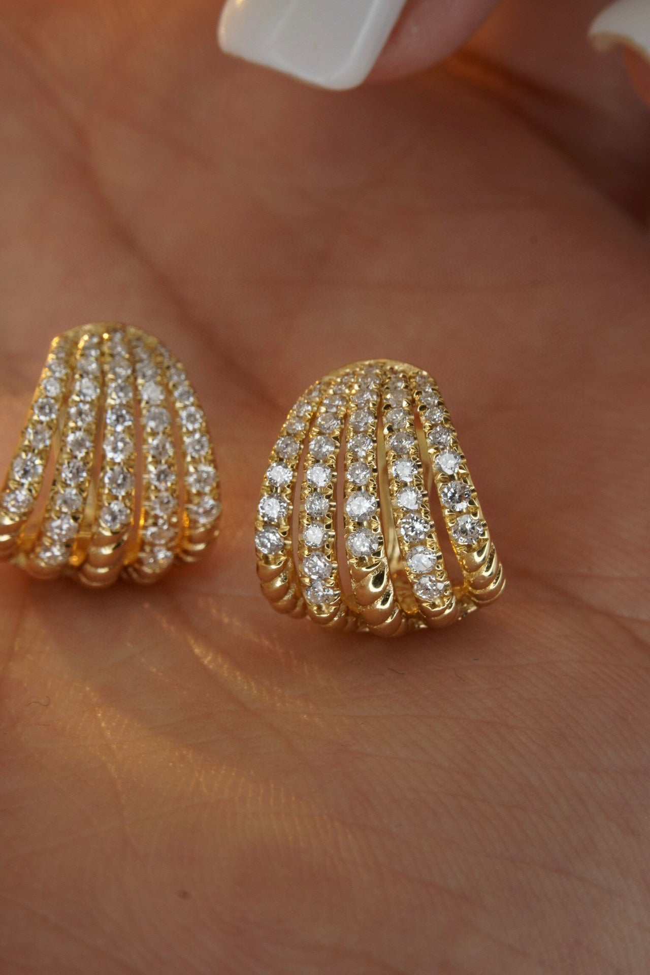 Vintage 18K Solid Gold Diamond Earrings