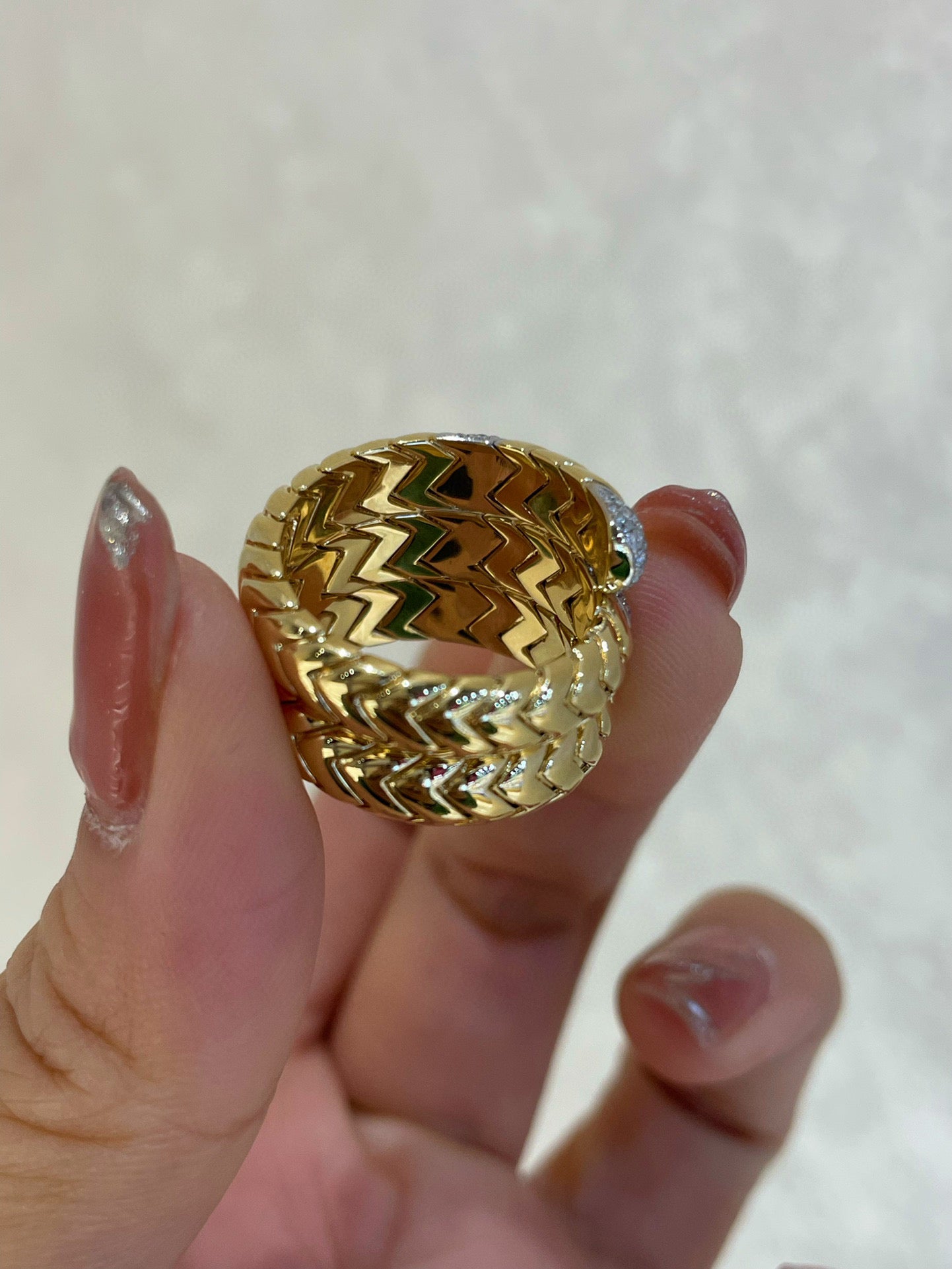 Vintage Snake Band, 18K Solid Gold Diamond Ring