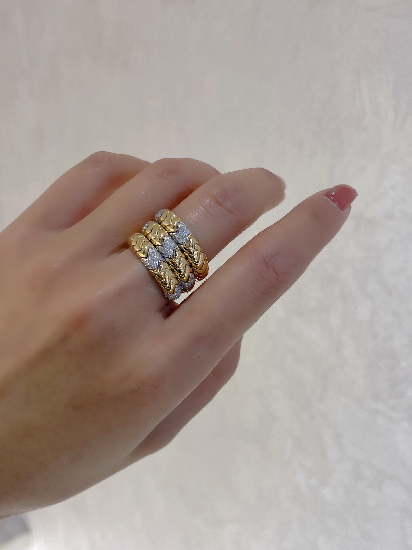 Vintage Snake Band, 18K Solid Gold Diamond Ring