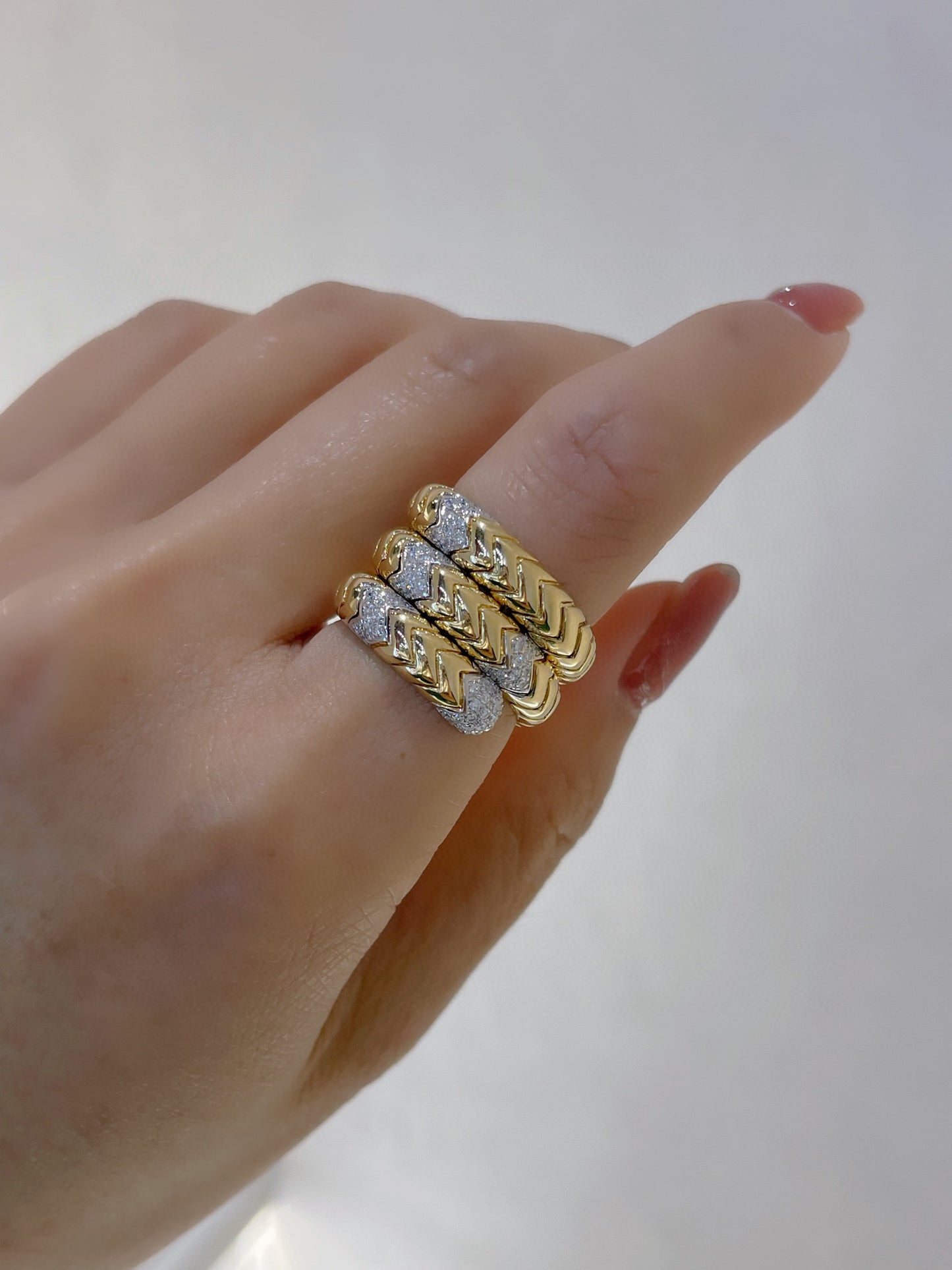 Vintage Snake Band, 18K Solid Gold Diamond Ring