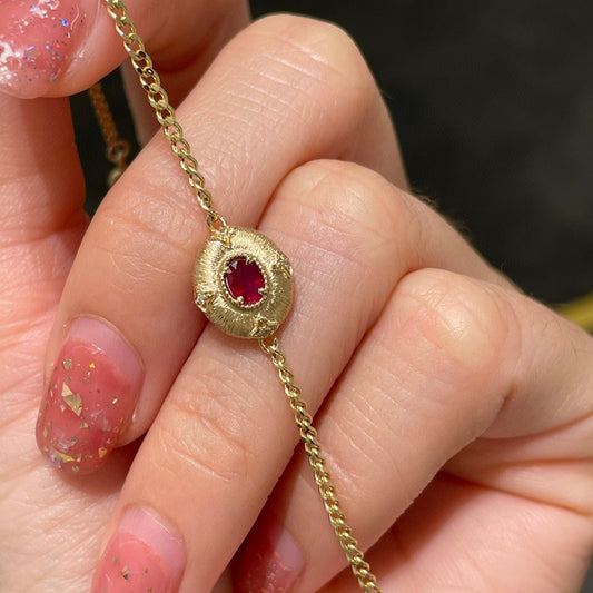 Art Deco 18K Solid Gold Genuine Ruby , Emerald Cuban chain Bracelet /Bridal Bracelet/Wedding ,engagement K gold Ruby Bracelet/Gift for her