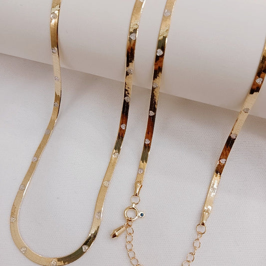 Vintage 18K Solid Gold Flat Snake Chain Necklace