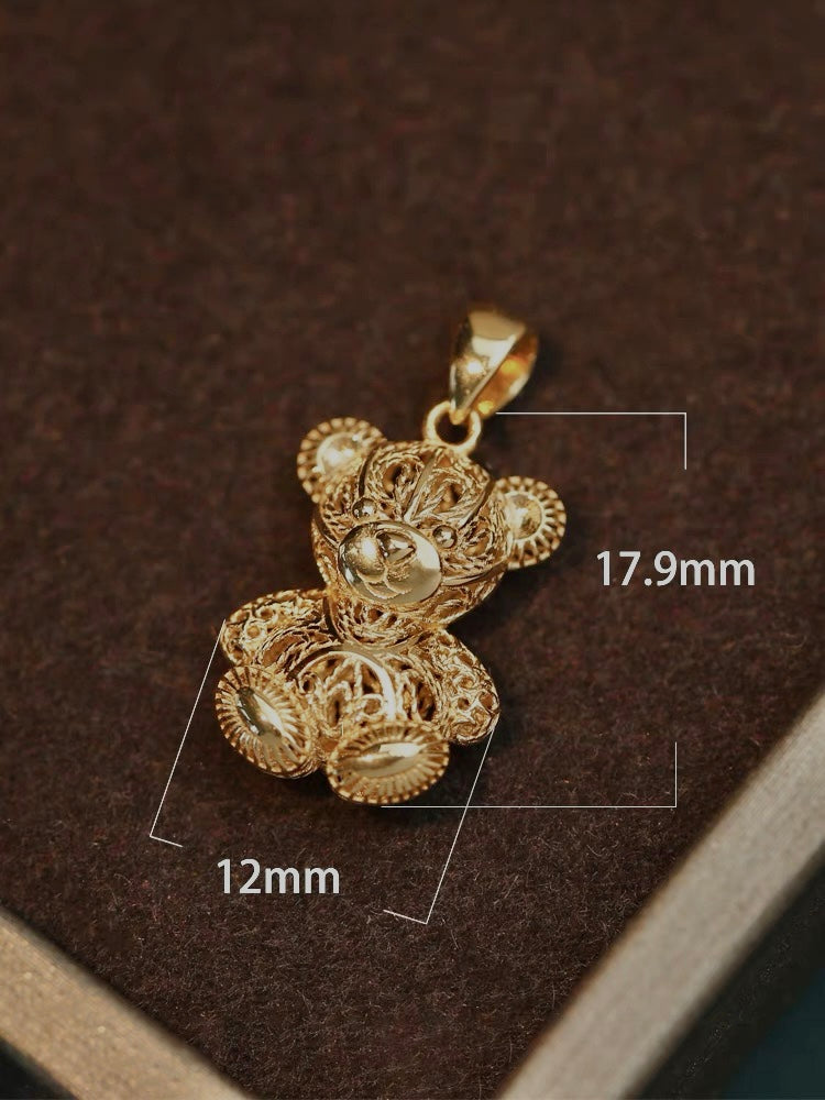 K Gold Bear Pendant/18K Solid Gold Bear Pendant/Real Gold Pendant/Fine Jewelry/Lucky Jewelry/gift for her