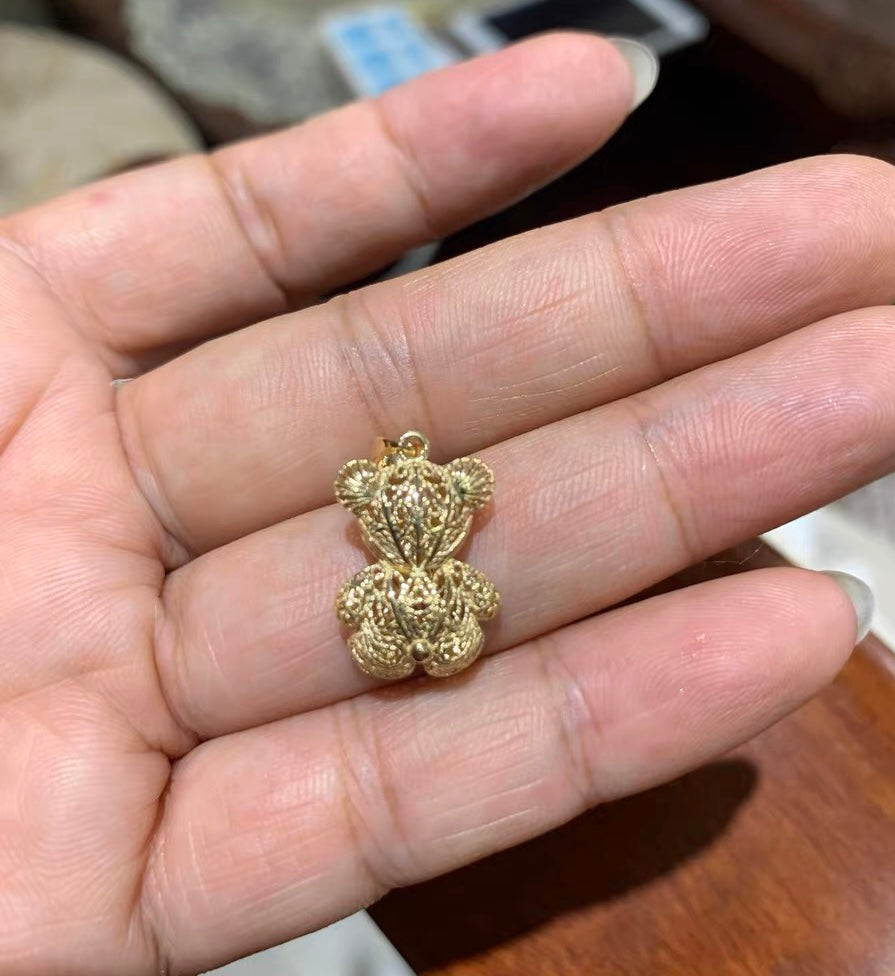 K Gold Bear Pendant/18K Solid Gold Bear Pendant/Real Gold Pendant/Fine Jewelry/Lucky Jewelry/gift for her