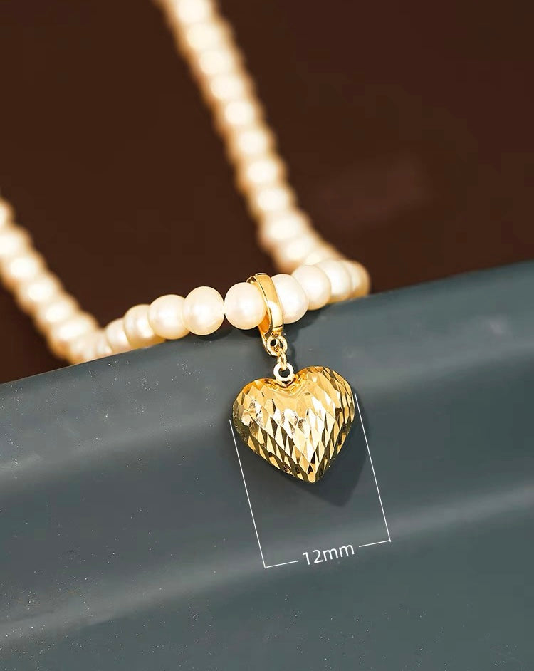 Faceted Puffy Heart Pendant/Art Deco Heart 18K Solid gold pendant