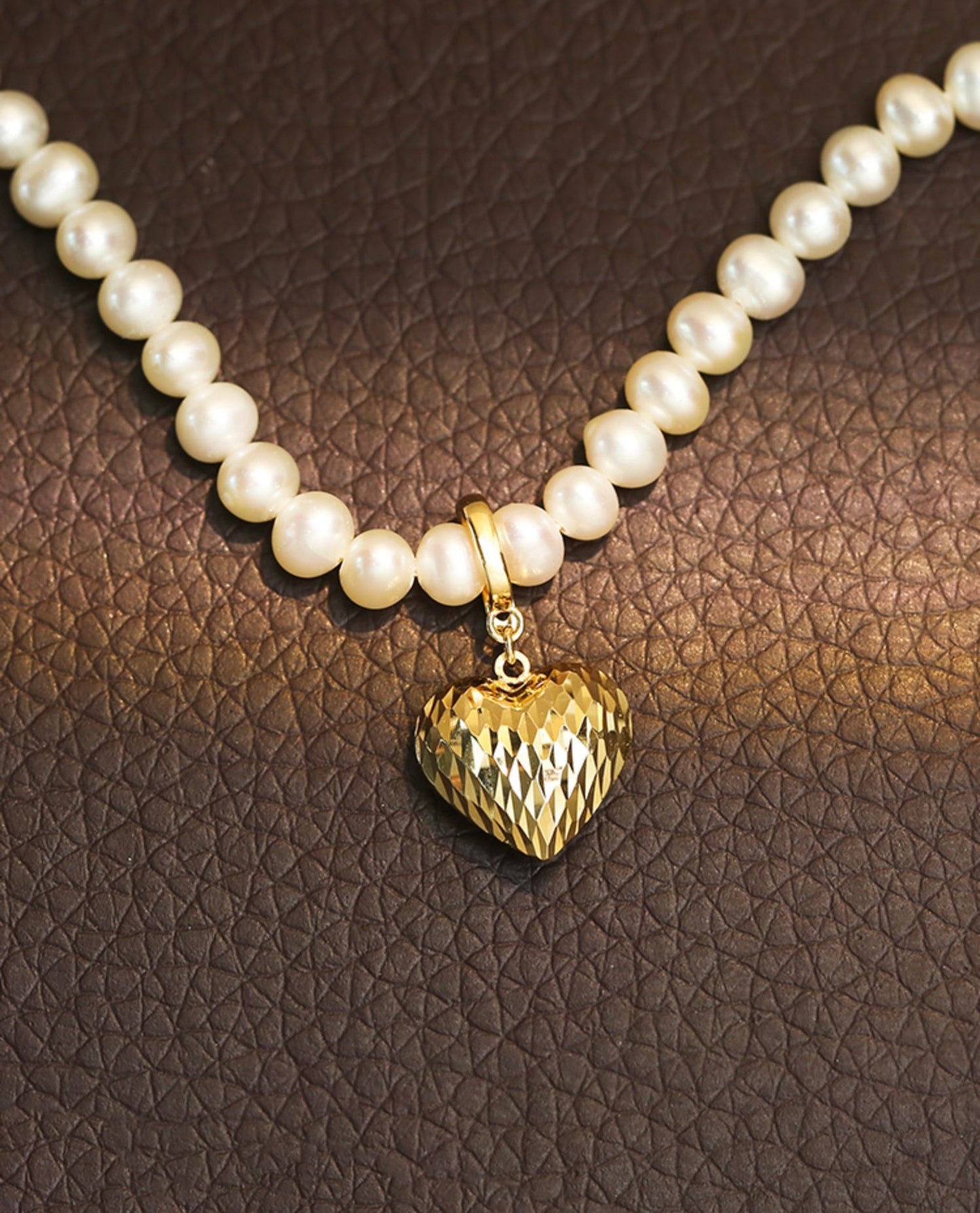 Faceted Puffy Heart Pendant/Art Deco Heart 18K Solid gold pendant