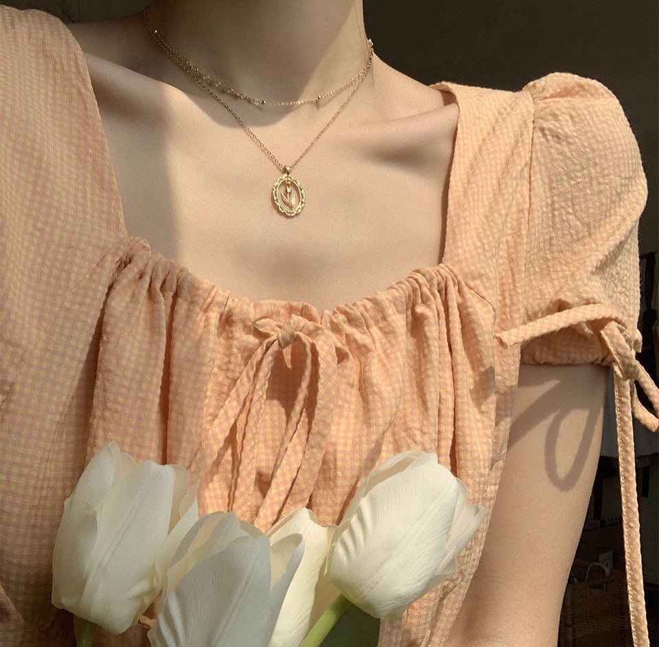 Art Deco 18K Solid Gold Rose Pendant and Earrings