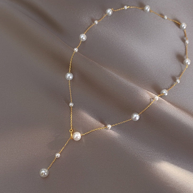 Classic 18K Solid Gold Natural Freshwater pearls Necklace