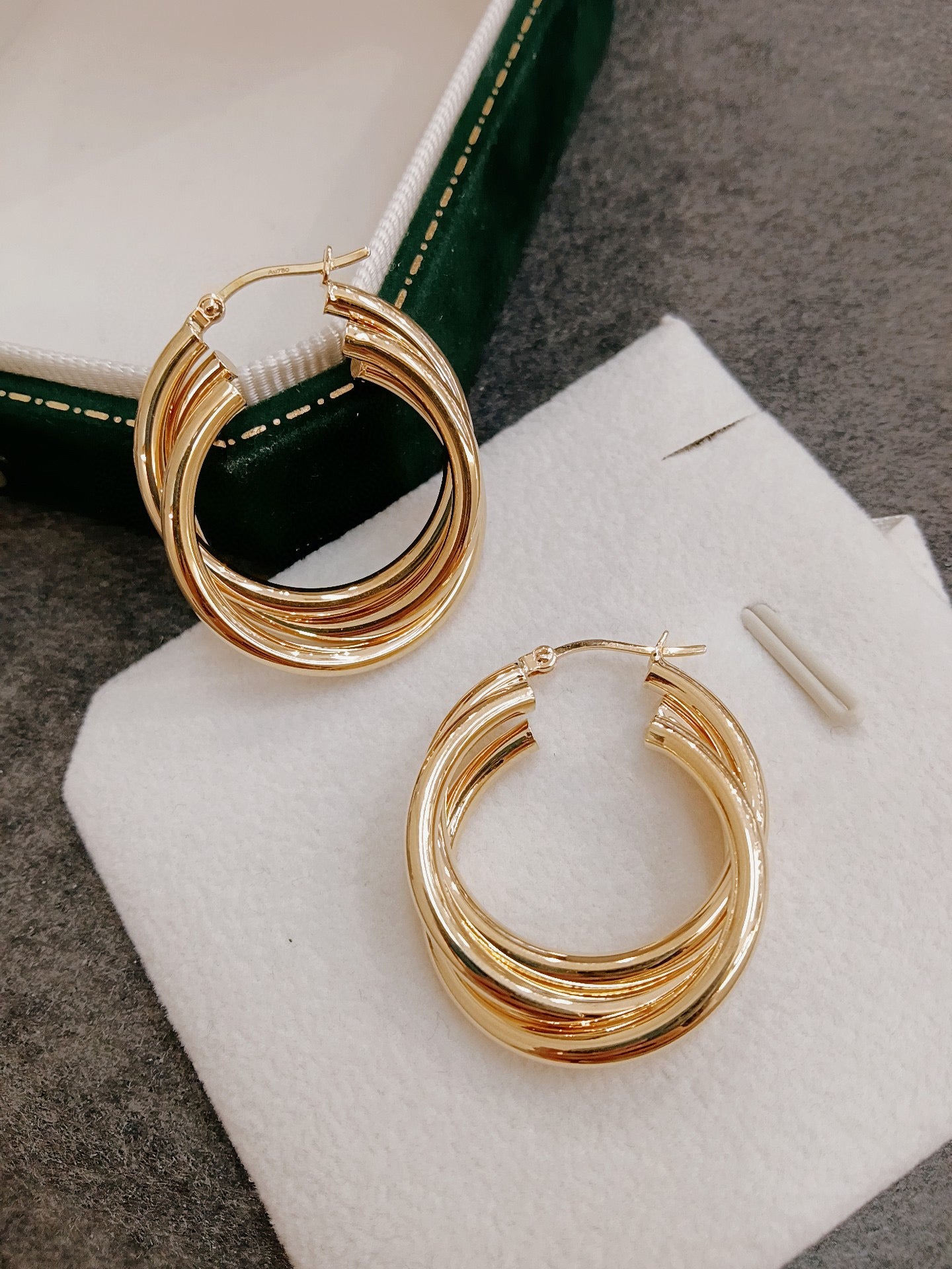 18K Solid Gold Statement Hoop Earrings