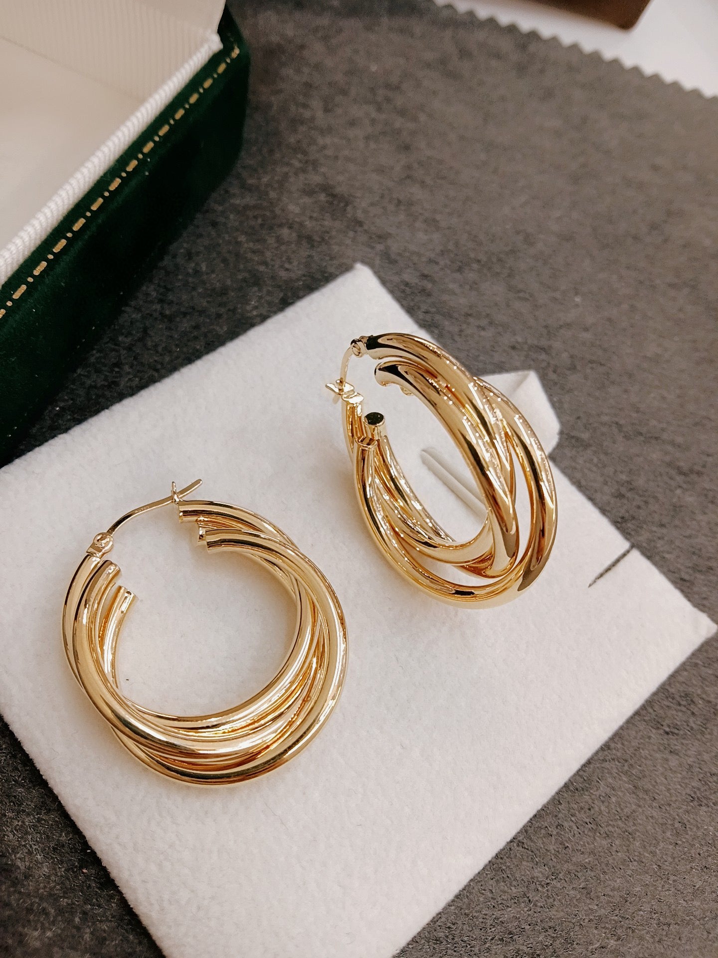 18K Solid Gold Statement Hoop Earrings