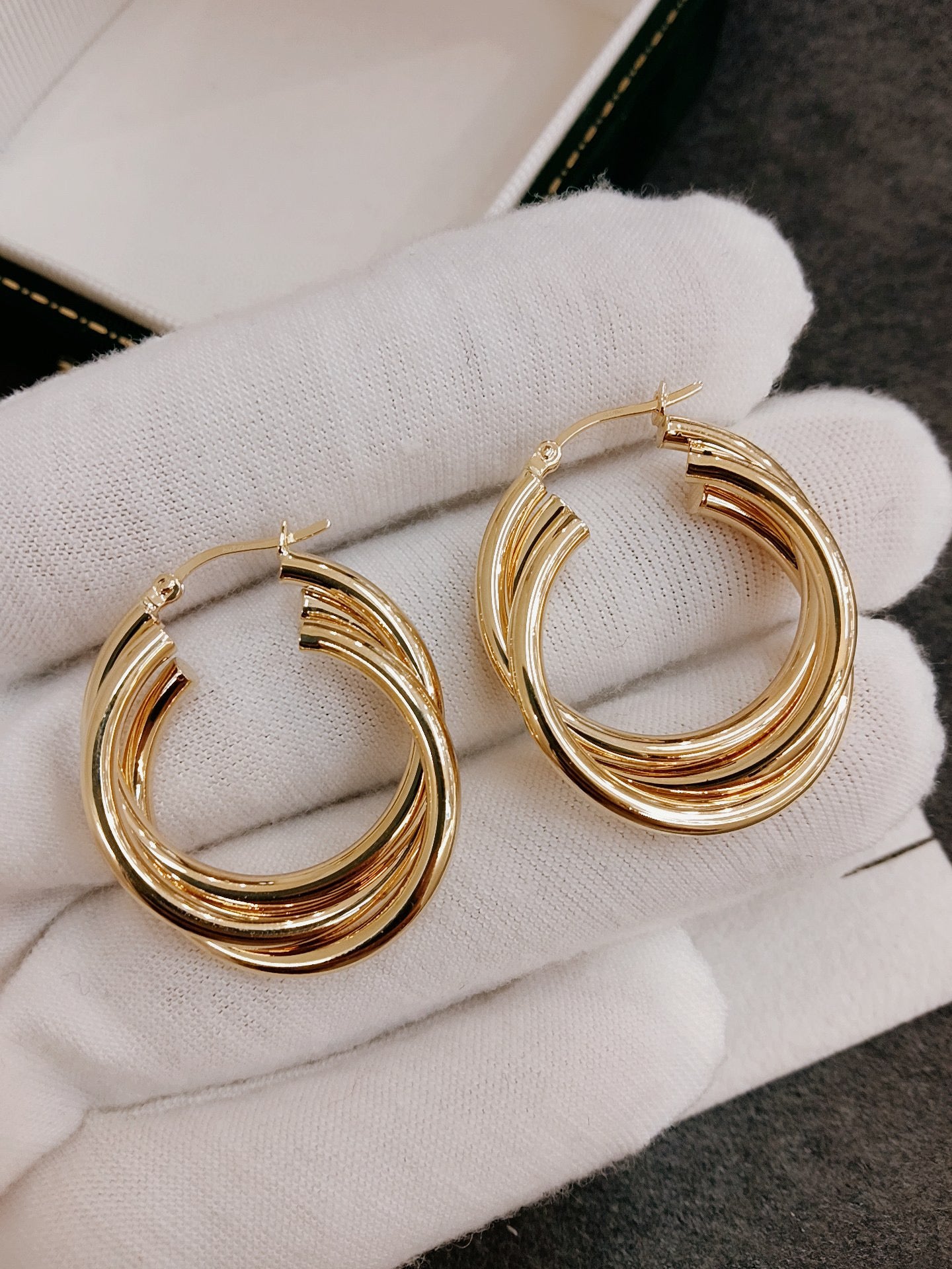 18K Solid Gold Statement Hoop Earrings