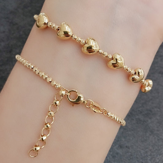 Classic 18K Solid Gold Heart Bracelet