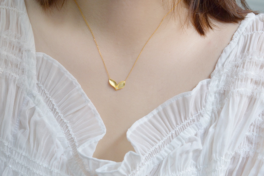 18K Solid Gold Diamond Rabbit Necklace