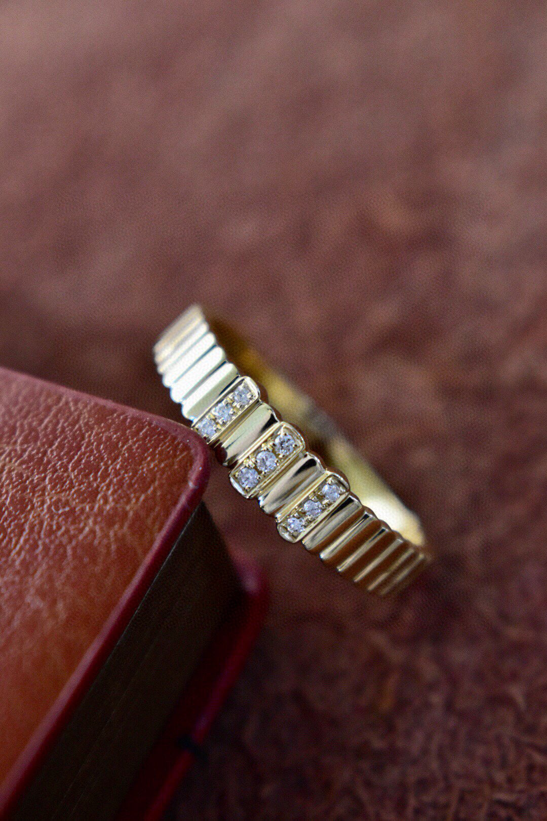 Vintage 18K Solid Gold Diamond Band, Wedding Band, gift for her