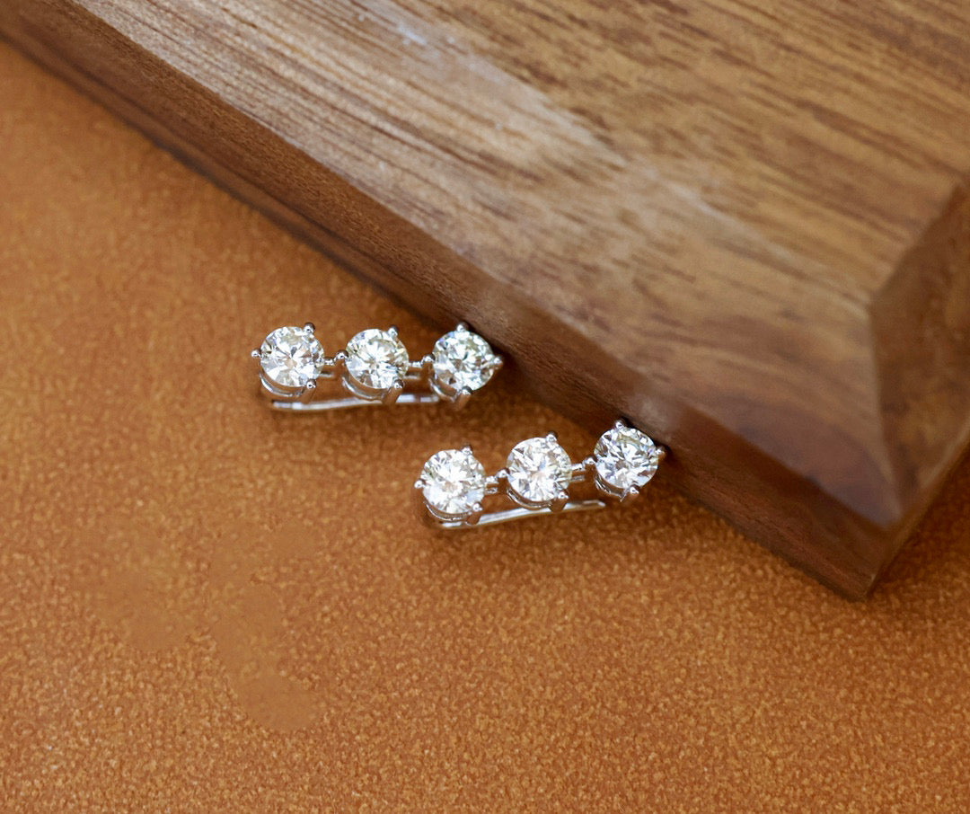 Classic 18K Solid Gold Diamond Earrings