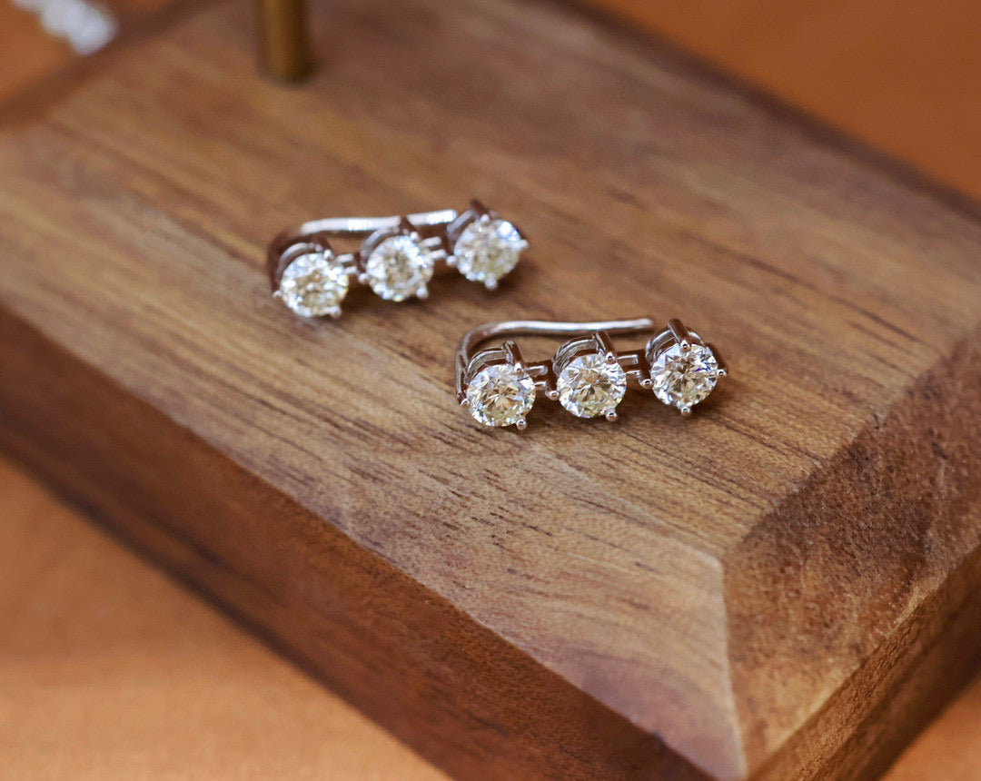 Classic 18K Solid Gold Diamond Earrings