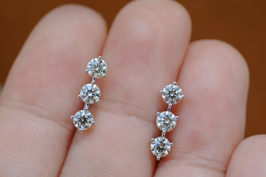 Classic 18K Solid Gold Diamond Earrings