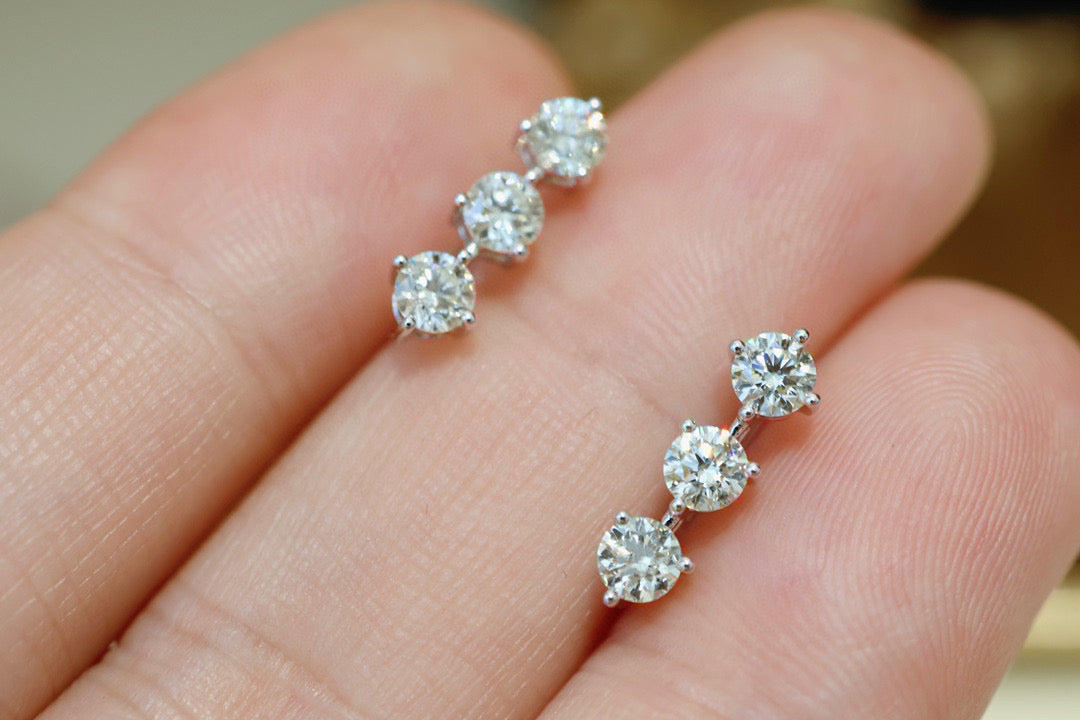 Classic 18K Solid Gold Diamond Earrings