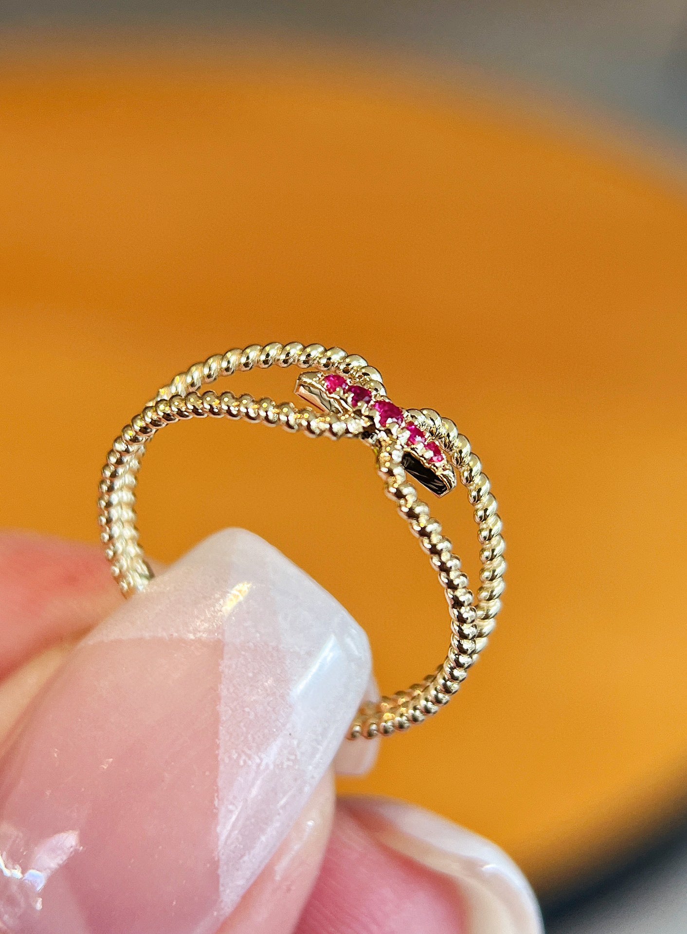 Vintage 18K Solid Gold Ruby Band, Wedding Band