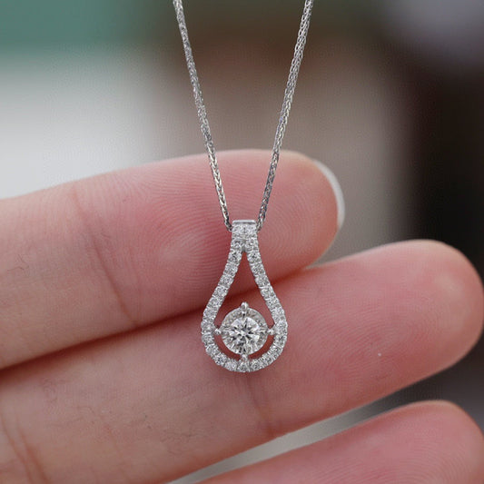 Classic 18K Solid Gold Diamond Pendant Necklace