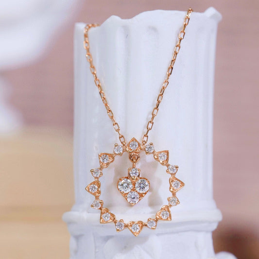 Vintage 18K Solid Gold Diamond Sun Flower Necklace