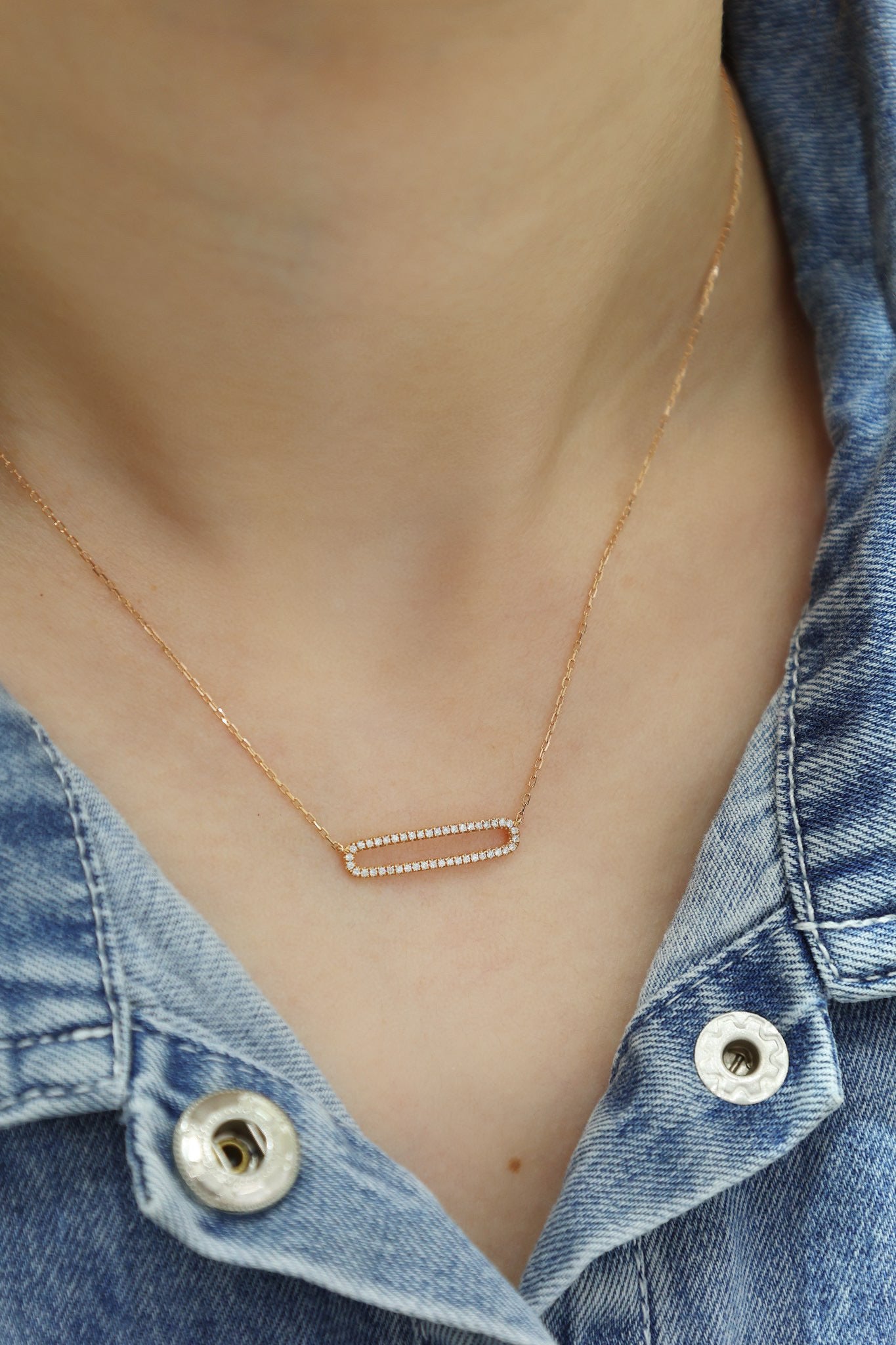 Minimalist 18K Solid Gold Diamond Necklace