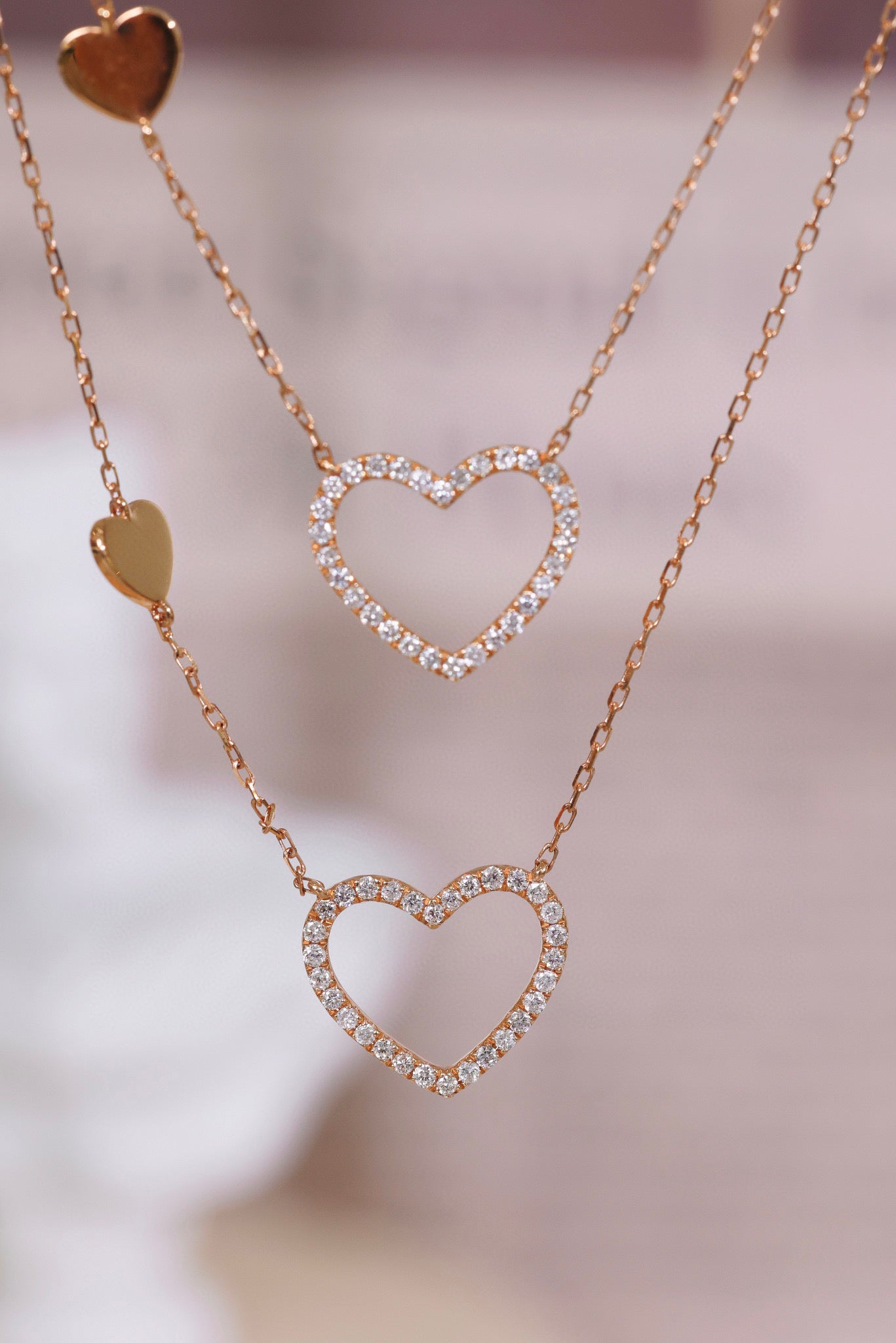 Minimalist 18K Solid Gold Diamond Heart Necklace