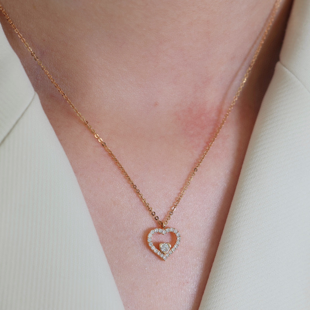 Minimalist 18K Solid Gold Heart Pendant Necklace