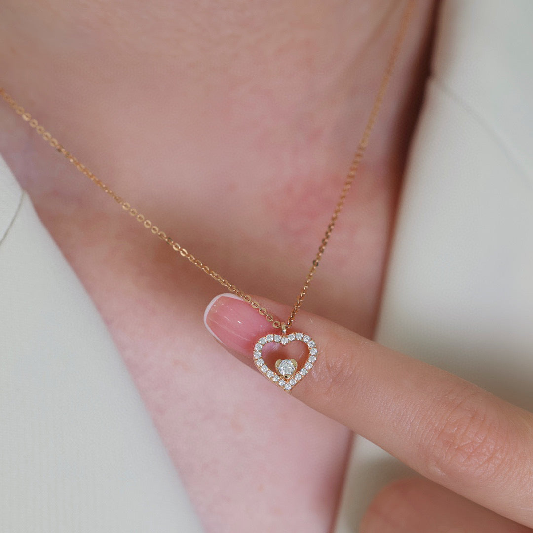 Minimalist 18K Solid Gold Heart Pendant Necklace