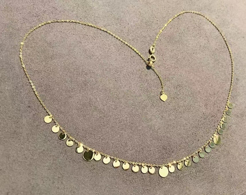 Art Deco 18K solid gold Necklace/Genuine 18K gold Multi Circles necklace/Wedding Necklace/Anniversary,Promise gift for her/K gold necklace